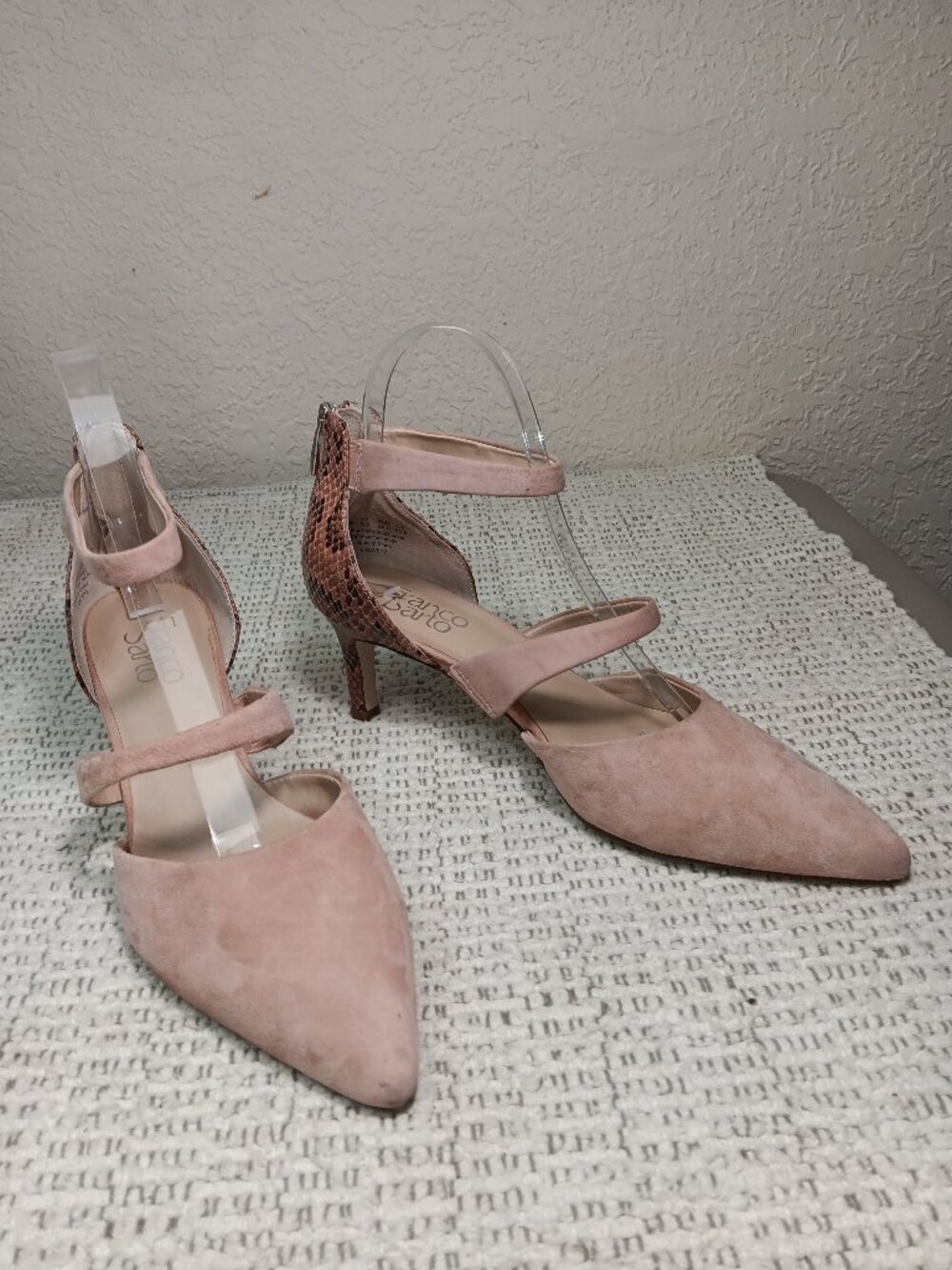 Franco Sarto Women's 'Davey' Pump blush pink suede snakeskin print heels sz 8.5